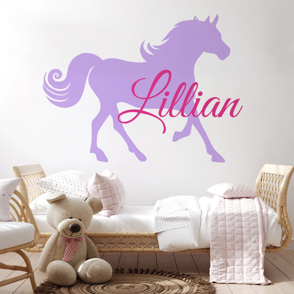 DECALYANG  Bedroom background wall vinyl home decoration with horse wall stickers personalized name  wall decor P-18