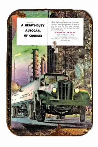 1948 Tanker Truck Vintage Advertising  All Metal Tin Sign  8 x 12 sign