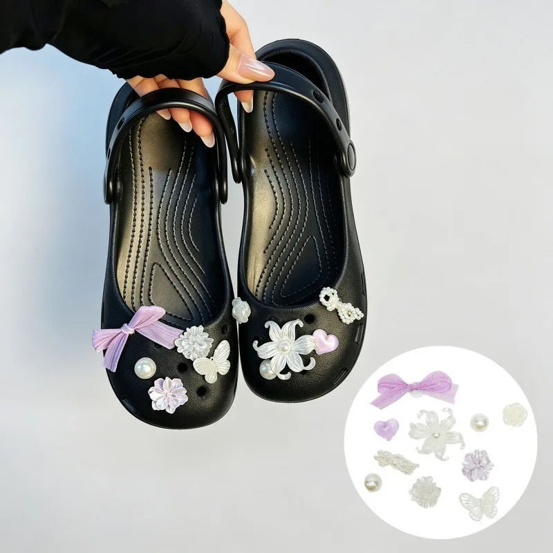 Sweet Cute Bowknot Ballet Charms Sets Summer Fashion Jelly Flowers DIY for Clogs Shoe Decorations Lovely Girls Shoe Accessories