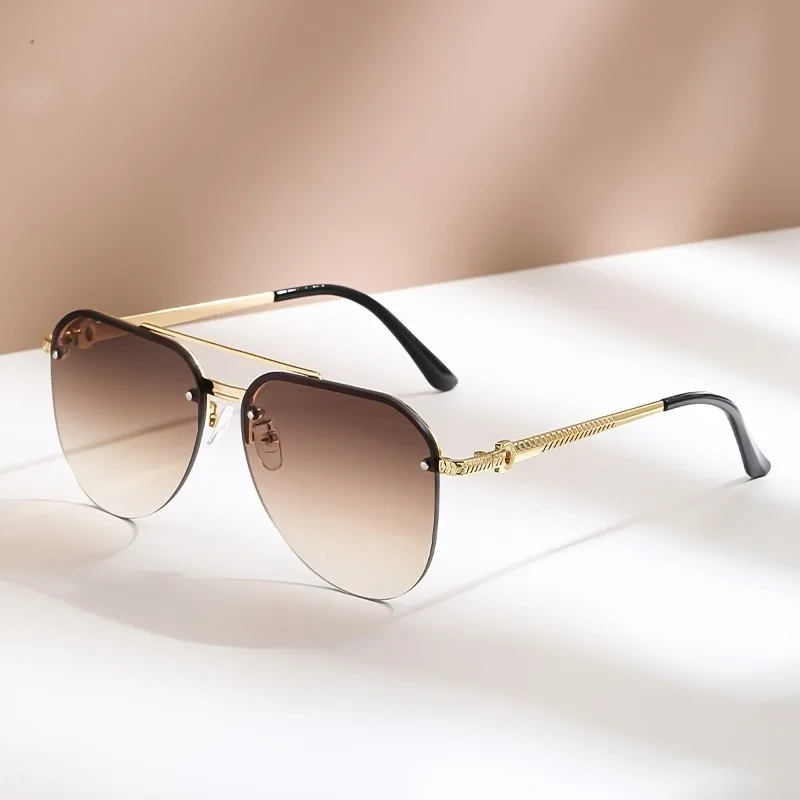 Kacamata Retro Double Bridge Half Frame Metal - Kacamata Unisex Outdoor UV400