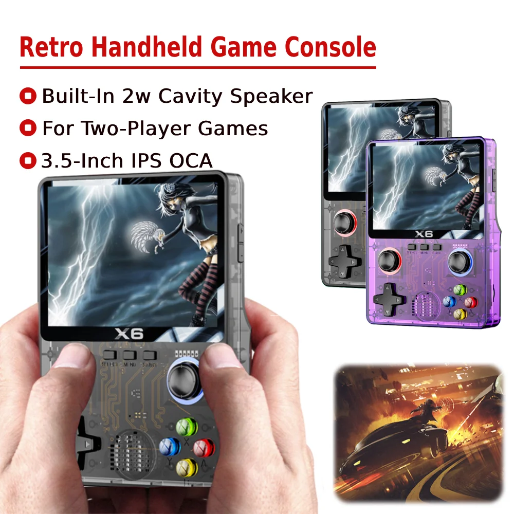 X6 Handheld Game Console 3.5 Inch Ips Hd Large Screen Psp Dual Joystick Emulator For Two-Player Games For Stopwatch/Joystick