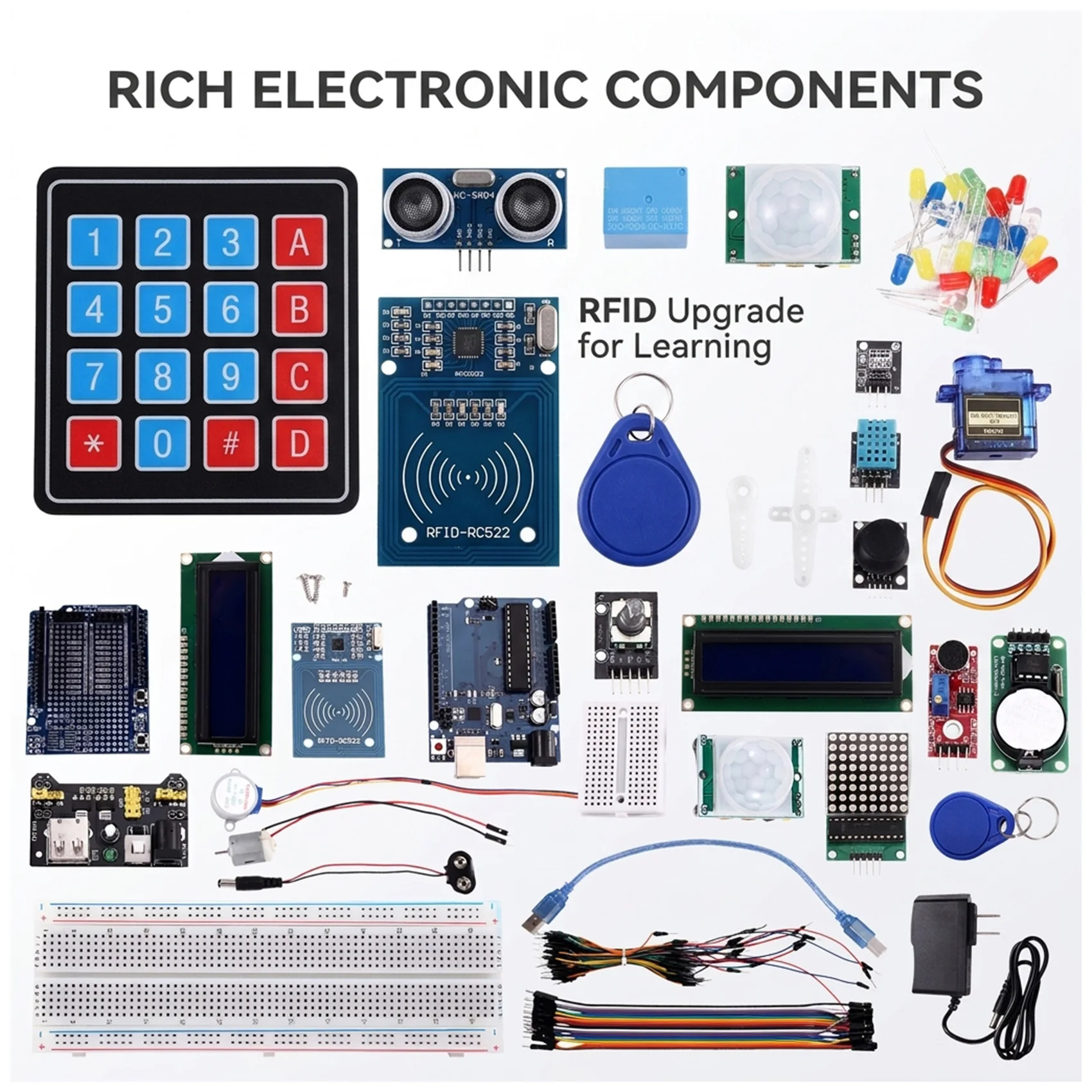 Carte de développement RFID améliorée ABZZ-UNO R3, version améliorée pour kit d'apprentissage Arduino pour débutants, prise US