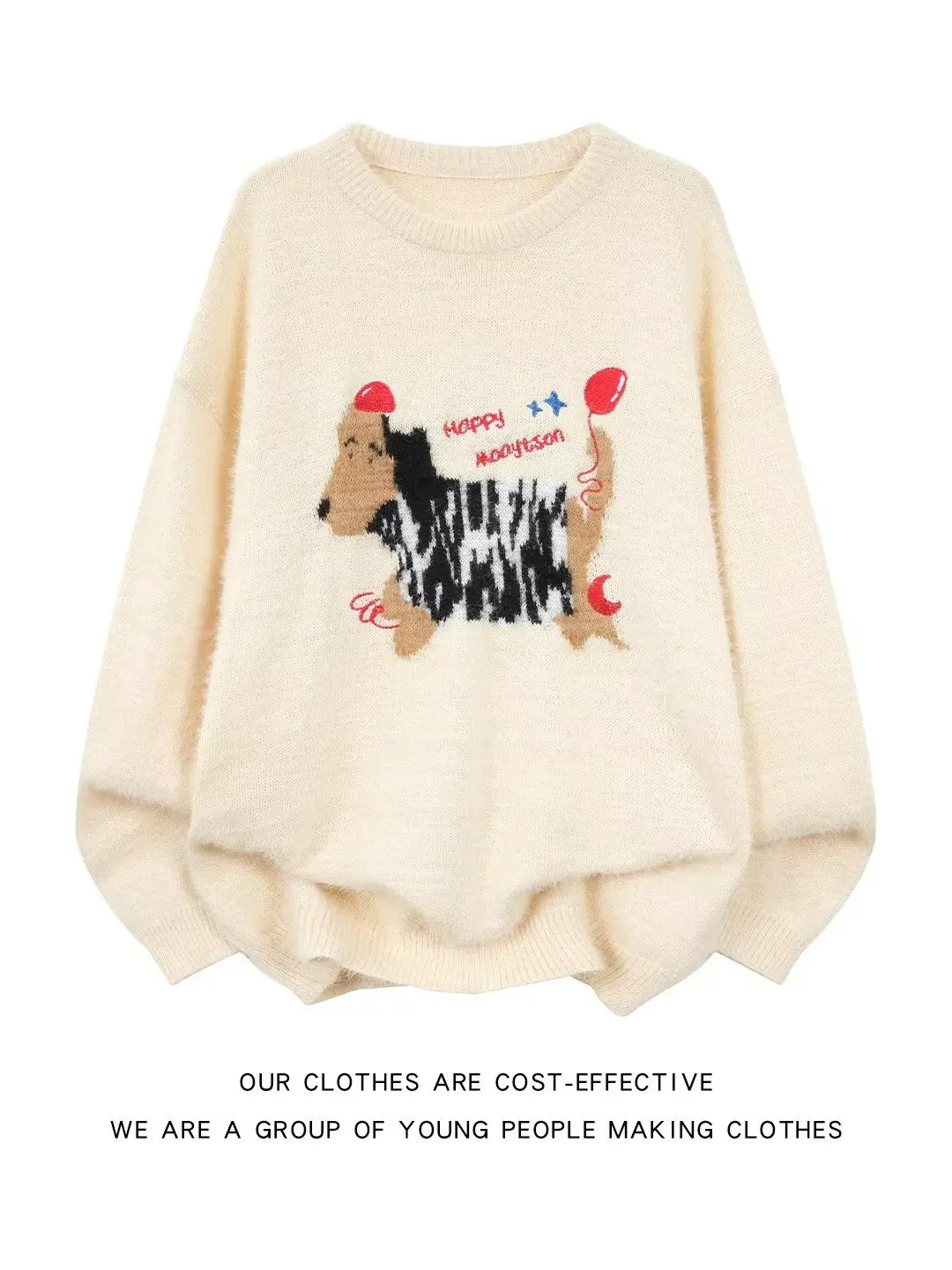 

American Cartoon Knitwear round Ne Pullover Sweater Men Women Autumn Winter Lazy College Sle Student Couple Outfit Soft F...