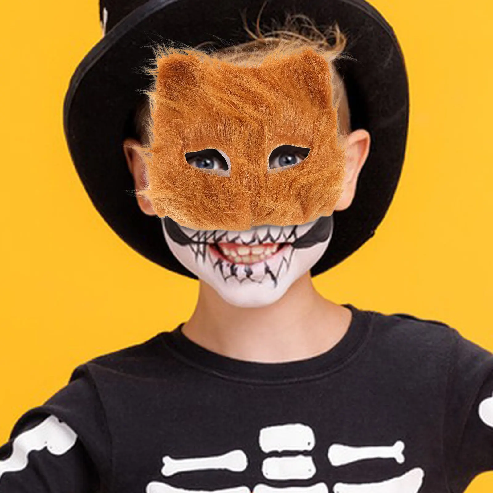 2Pcs Blank Animal Mask Kit for Kids Fox and Cat DIY Unpainted Paper Masks for Halloween Costume Party Masquerade Carnival Craft