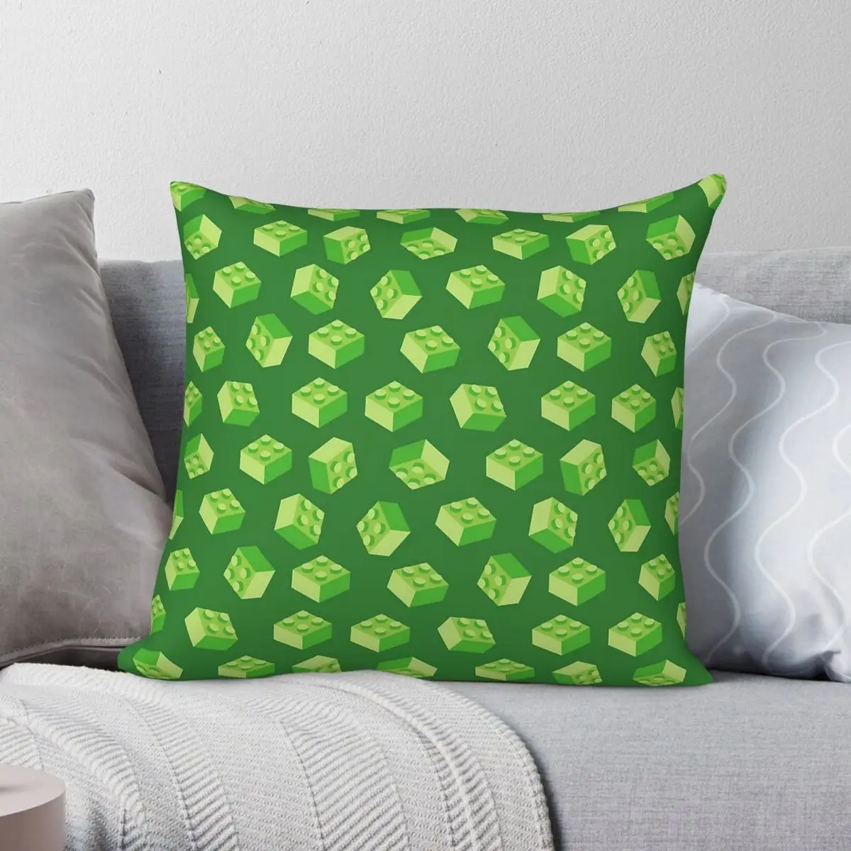 Building Block Toy Bricks Pillowcase Polyester Linen Velvet Printed Zip Decor Pillow Case Car Cushion Cover