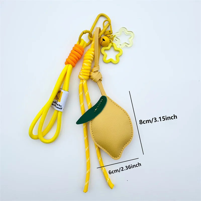 Cute Fruit Keychain Cartoon Lemon PU Leather Bag Pendant Birthday Gifts Car Keyring