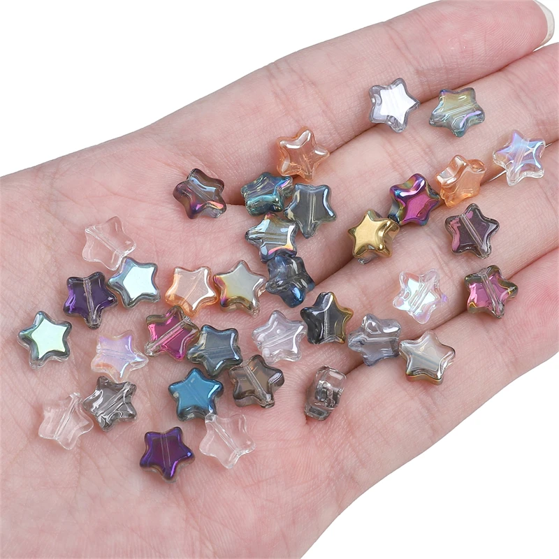 10pcs 8mm Crystal Glass Star Beads Charm Colorful Loose Bead for Bracelet Earring Necklace DIY Jewelry Making Craft Accessories
