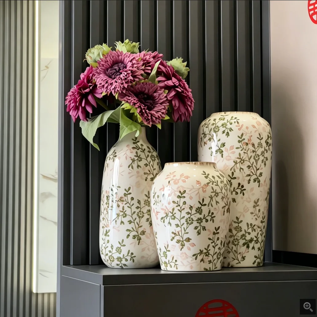 Ice Crackle Ceramic Vase Handmade Vase Bohemian Art Home Decoration Suitable Fresh/Dry Flower Display For Living Rooms Offices