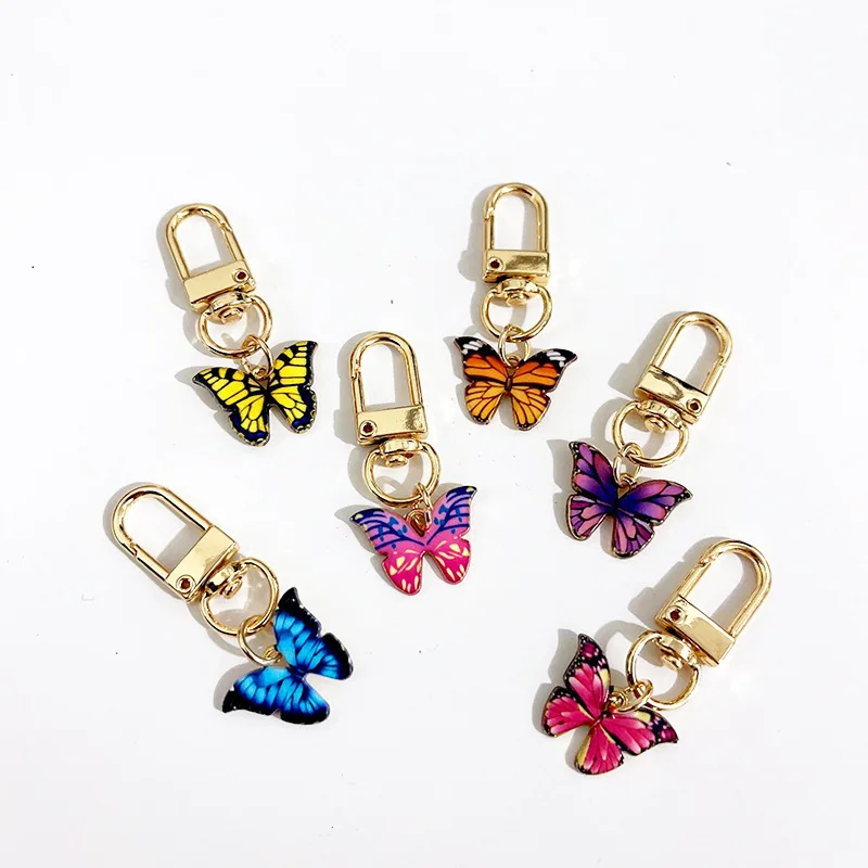 Lovely  Butterfly Keychain Colorful Enamel Metal Key Bag Charm Accessory For Women