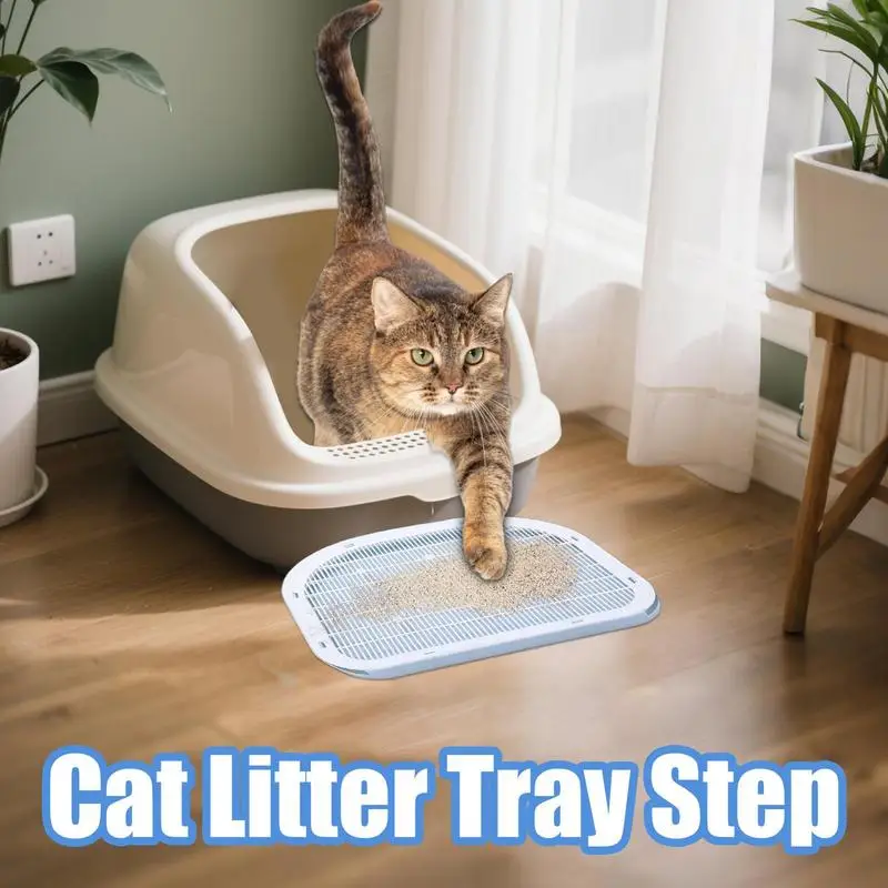 Rampa de caja de arena para gatos, bandeja de arena lavable elevada, almohadilla para escaleras, suelo tapizado, bandeja para interior, apartamento, sala de estar, esquina para personas mayores