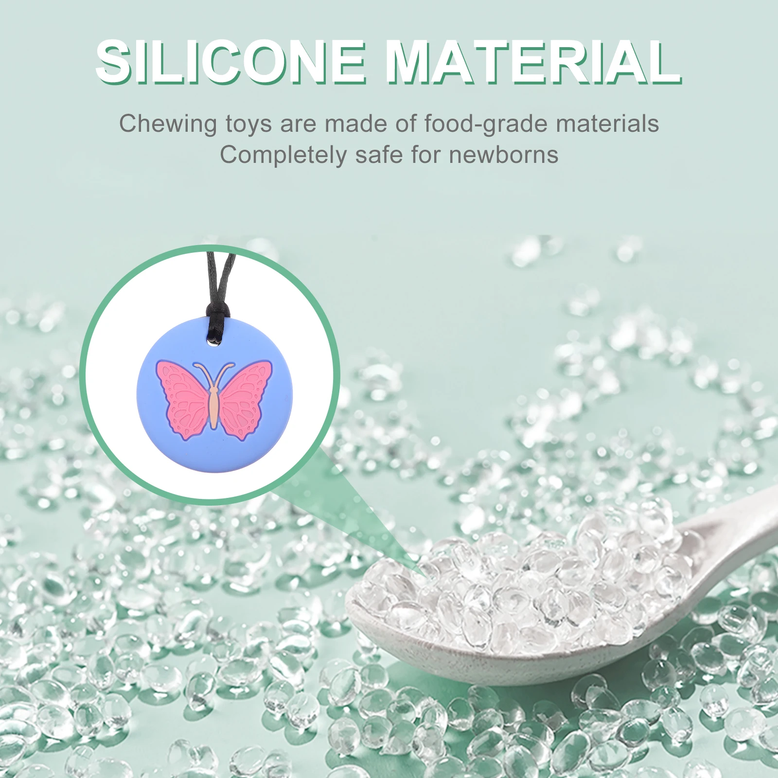 

Premium Baby Teether Necklace Molar Teething Toddler Silicone Chew Necklace Sensory Nursing Plaything Hangable Durable Safe
