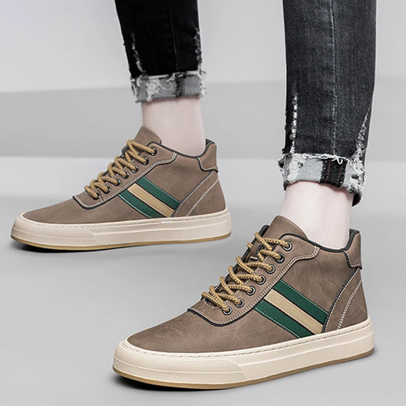 Zapatos deportivos de cuero genuino para hombre, zapatillas deportivas antideslizantes, informales, a la moda, talla 38-44, 4/6/8CM