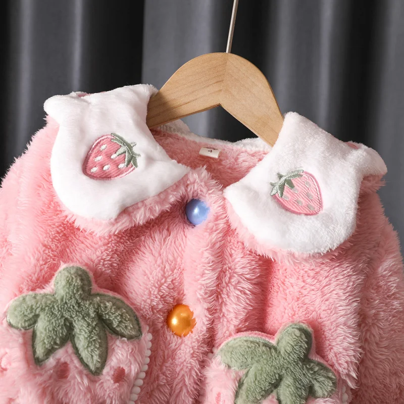 

Baby Pajamas Autumn and Winter Flannel Suit Girl Thermal Coral Fleece Child Girl Homewear Winter