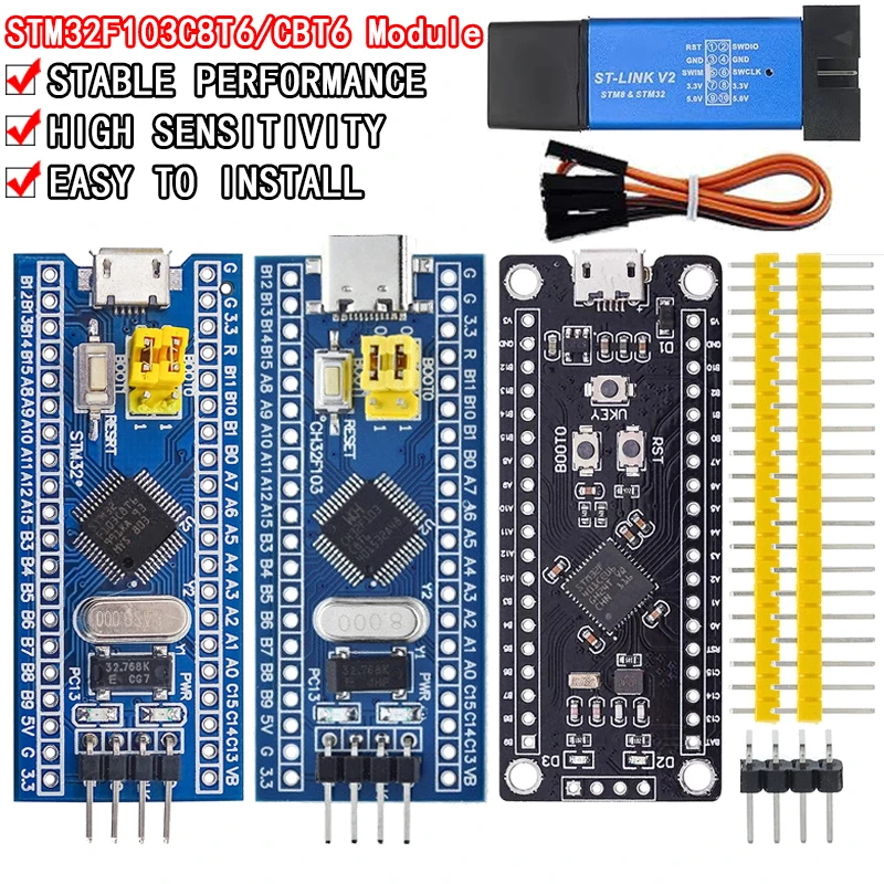 07 + 1 STM32F103C8T6 CH32F103C8T6 ARM STM32 Placa de Desenvolvimento de Sistema Minimal STM32F401 STM32F411 + ST-LINK V2 Download Programador