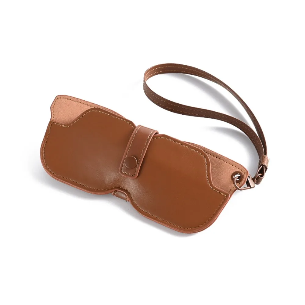

Portable Hanging Neck Glasses Bag Solid Color Pu Leather Sunglasses Storage Clip Multi-Functional Eyewear Protector