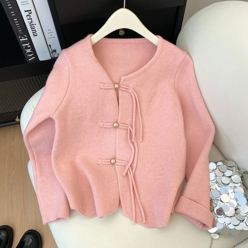 Green Knitted Cardigan Autumn and Winter Soft Comfortable Korean Fashion Sweater Coat Temperament Office Lady White Cardigan