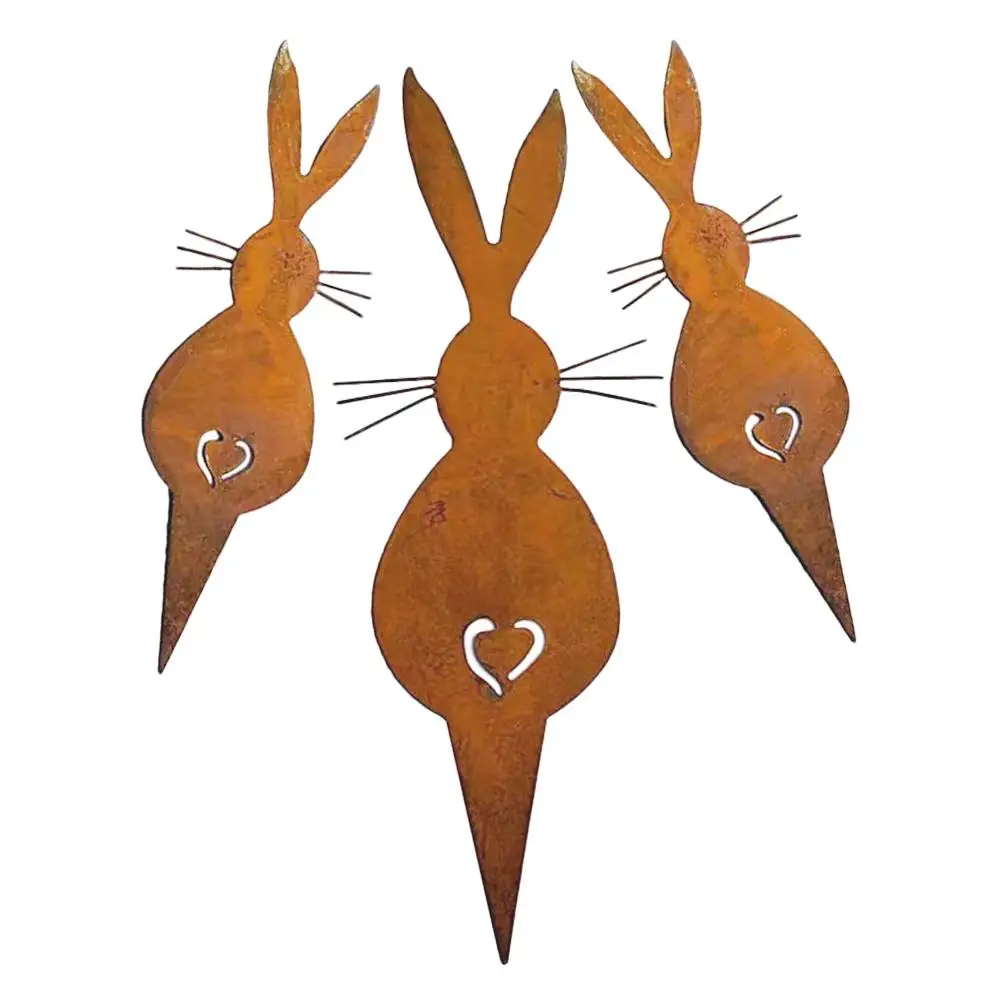 

3 Pcs Yard Plugin Metal Sign Garden Stake Decor Bunny Lawn Stakes Outdoor Rabbit Decor Iron Rabbit Decorations Easter Charm