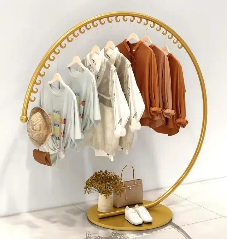 

Clothing store Tieyi clothing display rack floor type creative display rack women's clothing store circular hanger