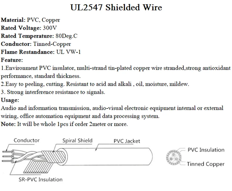 5/10M UL2547 Shielded Wire Signal Cable 30 28 26 24 22 20 18 AWG Channel Audio 2 3 4 5 6 8 Core Headphone Copper Control Wires