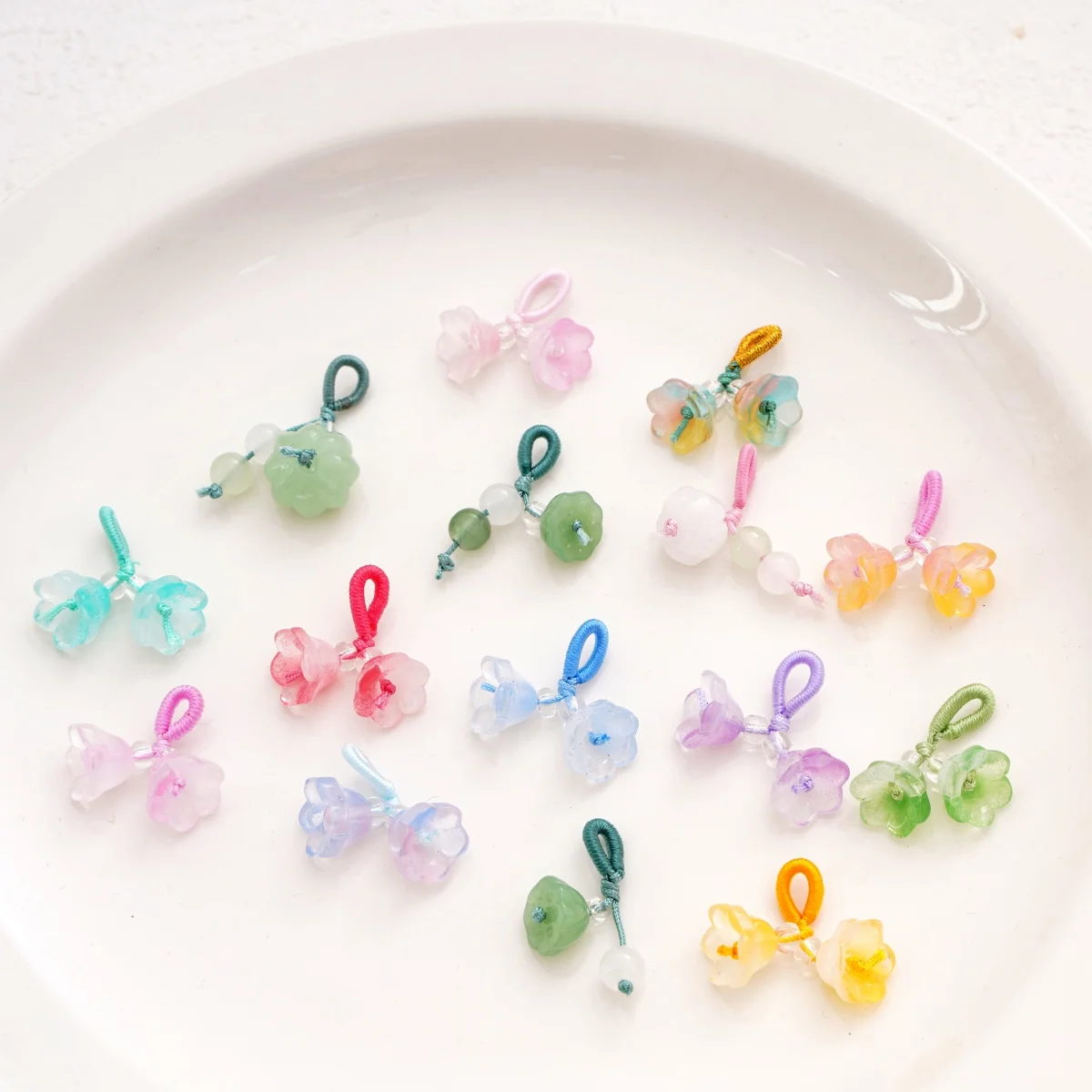 1pc Lampwork Glass Charms Lily of Valley Pumpkin Lotus Seedpod Pendant For DIY Bracelet Earring Keychain Jewelry Making Supplies