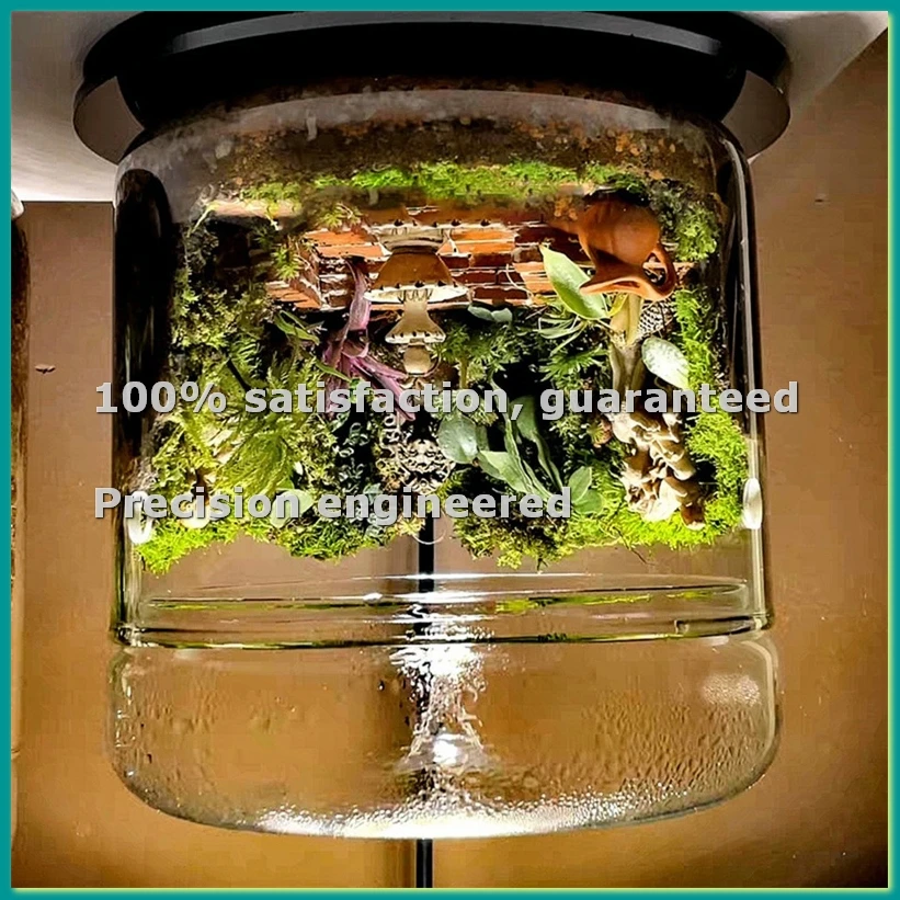 Micro-Landscape Glass Terrarium with Dew Collection Cover, Bonsai Vase Glass Microscopic Landscape Ecological Bottle S-A46I