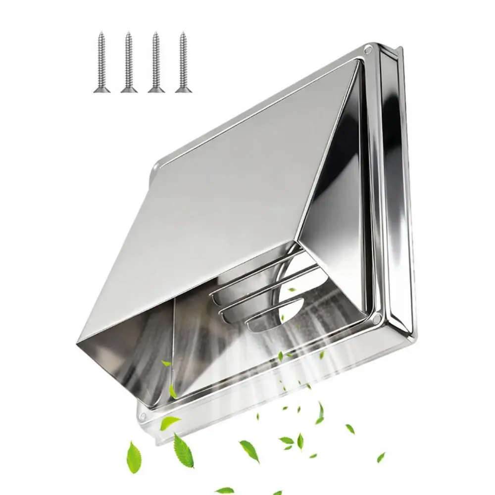 Stainless Steel Dryer Vent Cover Non-Return Flap Durable Extractor Wall Vent Cushioned Black/Silver Outdoor Vent Ducting System