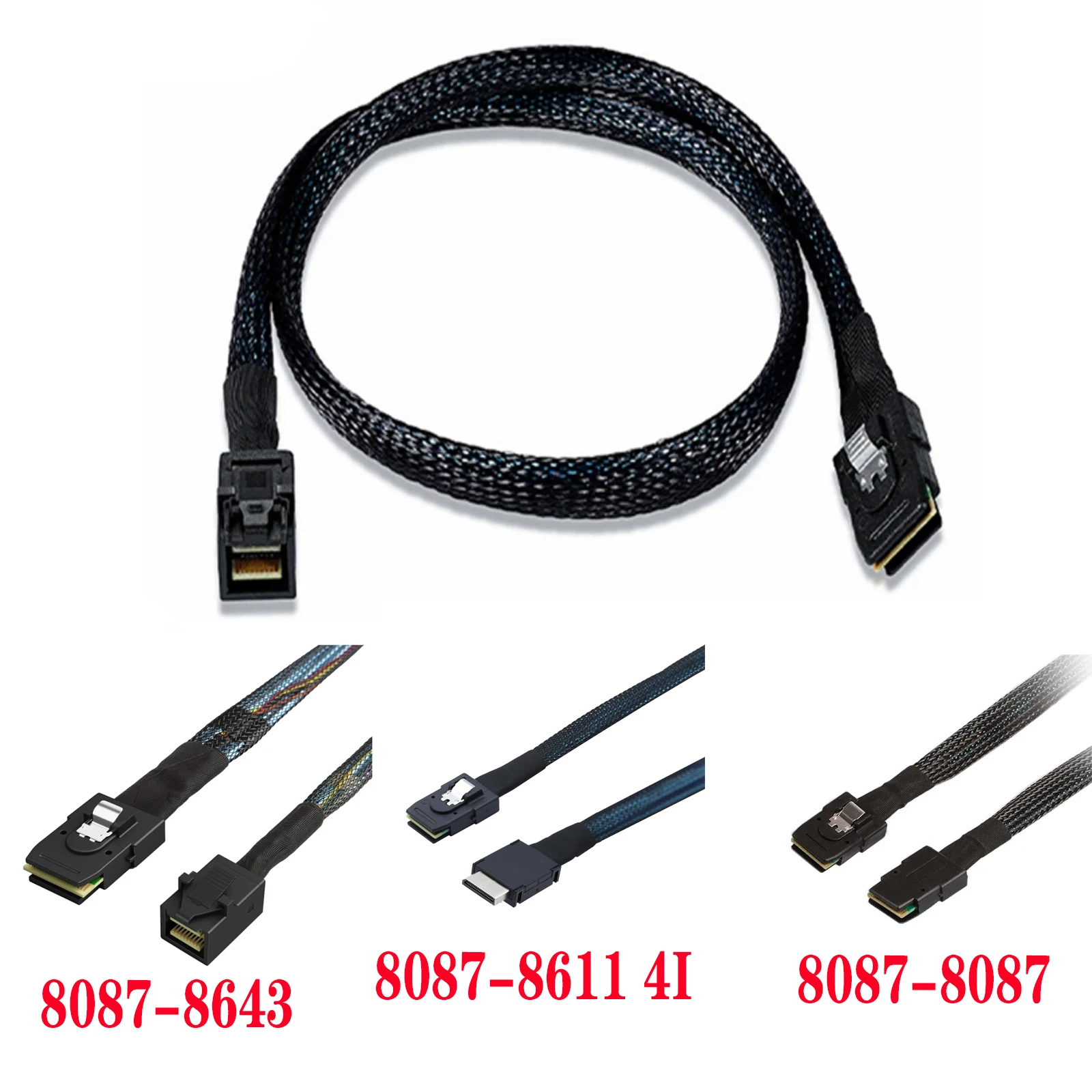 MINI SAS 8643 To SFF 8087 HD Built-in Server Data Cable Mini-sas HD SFF-8643 Data Server Hard Disk Raid Cable 50cm 100cm