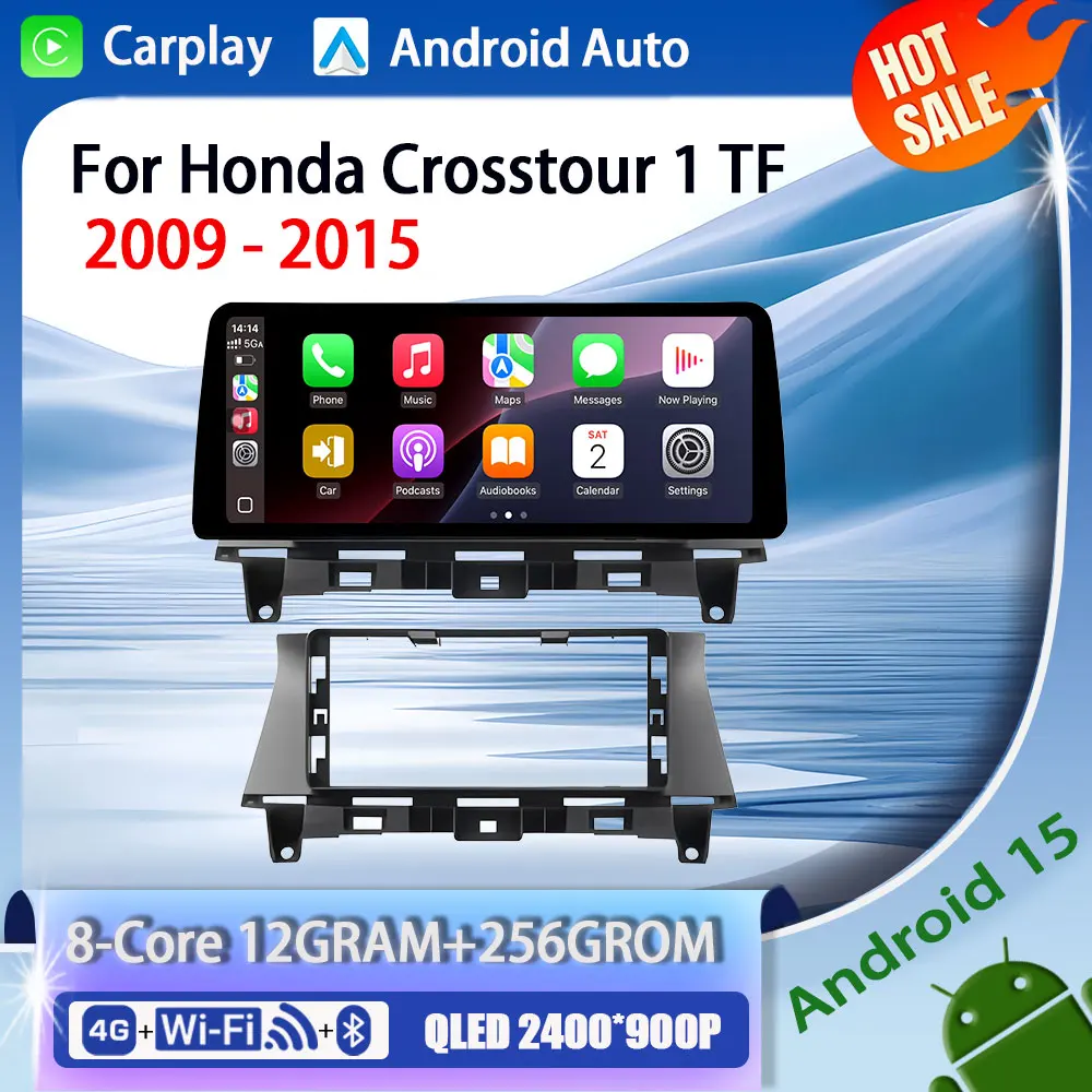 Android 15 Für Honda Crosstour 1 TF 2009 - 2015 2K QLED Android Auto Radio Multimedia Video Player GPS stereo CarPlay