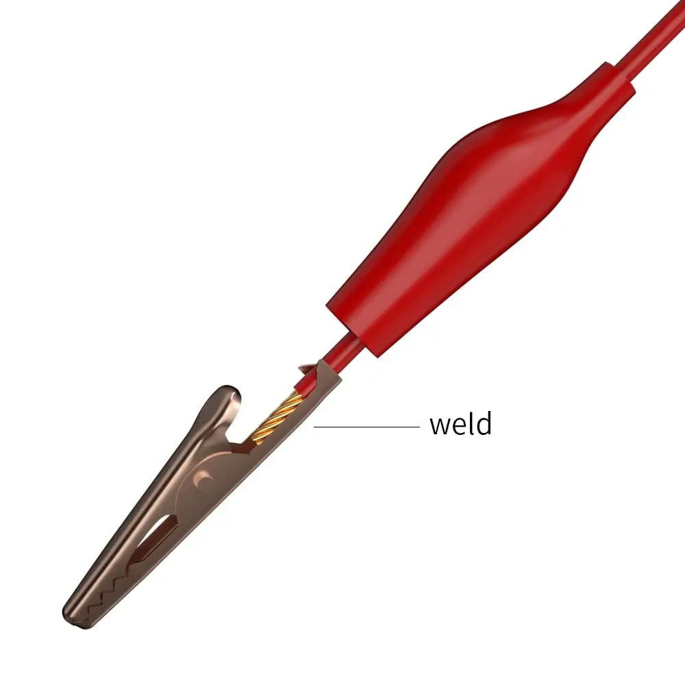 2 sztuki wtyczki bananowej do przewodu testowego z zaciskiem krokodylkowym, wtyczka bananowa 4 mm do multimetru, przewód połączeniowy do testów elektrycznych 100 cm