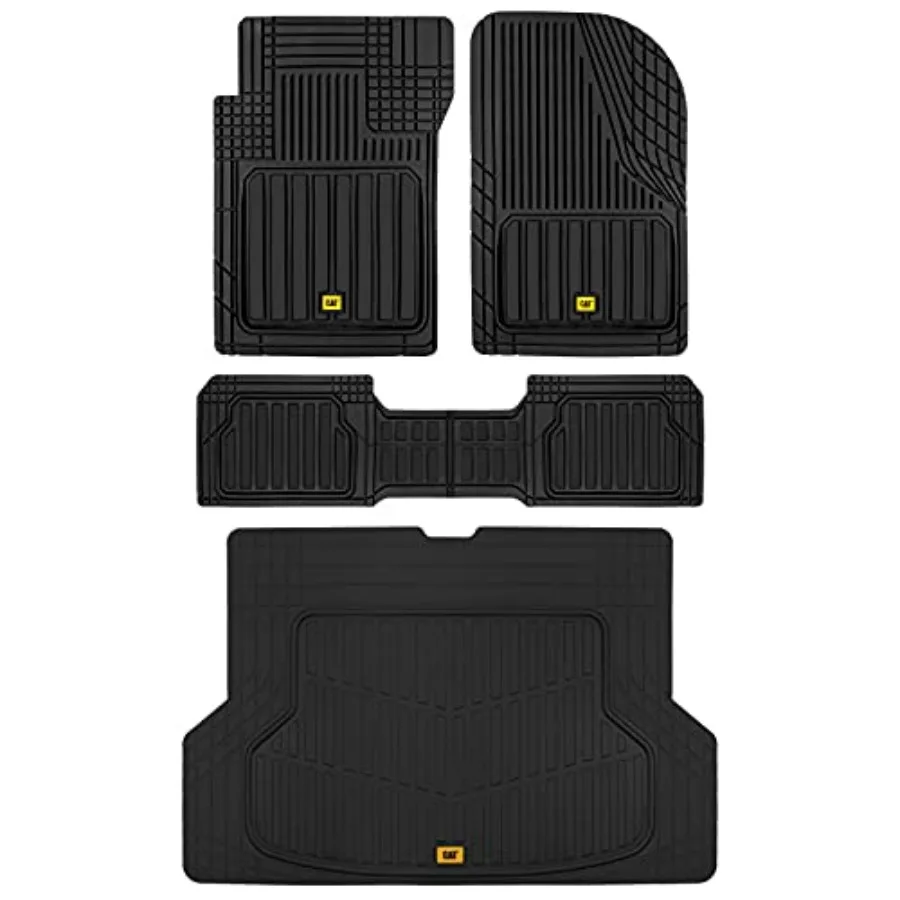 

Full Set Car Mats for Mini-Van SUV All Weather Trim-to-Fit Rubber Floor Mats Cargo Liners Black Automotive Floor Mats