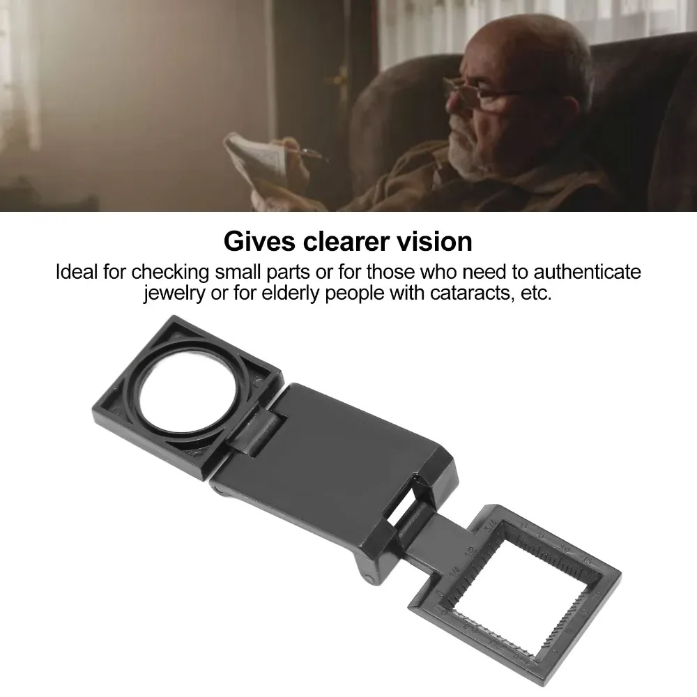 Three Fold Pocket Magnifier 10X Magnification Mini Size Optical Viewer Dual Scale Optical Lens Scale Magnifier Sewing Work