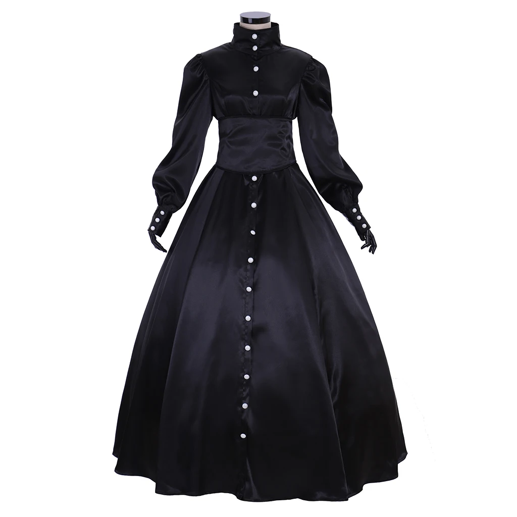 Medieval Black Mourning Dress Renaissance Victorian Gothic Retro Noble Princess Ball Gown Carnival Tea Party Costume