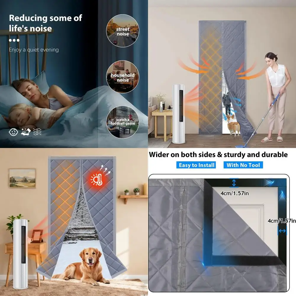 

Дверная занавеска с термоизоляцией, 46x78, магнитная застежка, плотный хлопок для звукоизоляции и защиты от ветра