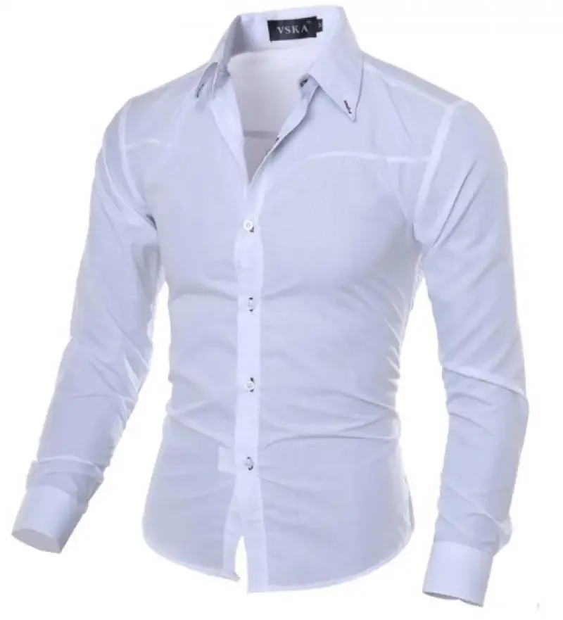 

2023 Mens Luxury Casual Formal Shirt Spring Summer Men Slim Fit Business Dress Shirts Male Turn-Down Collar Blouse Men Clothing