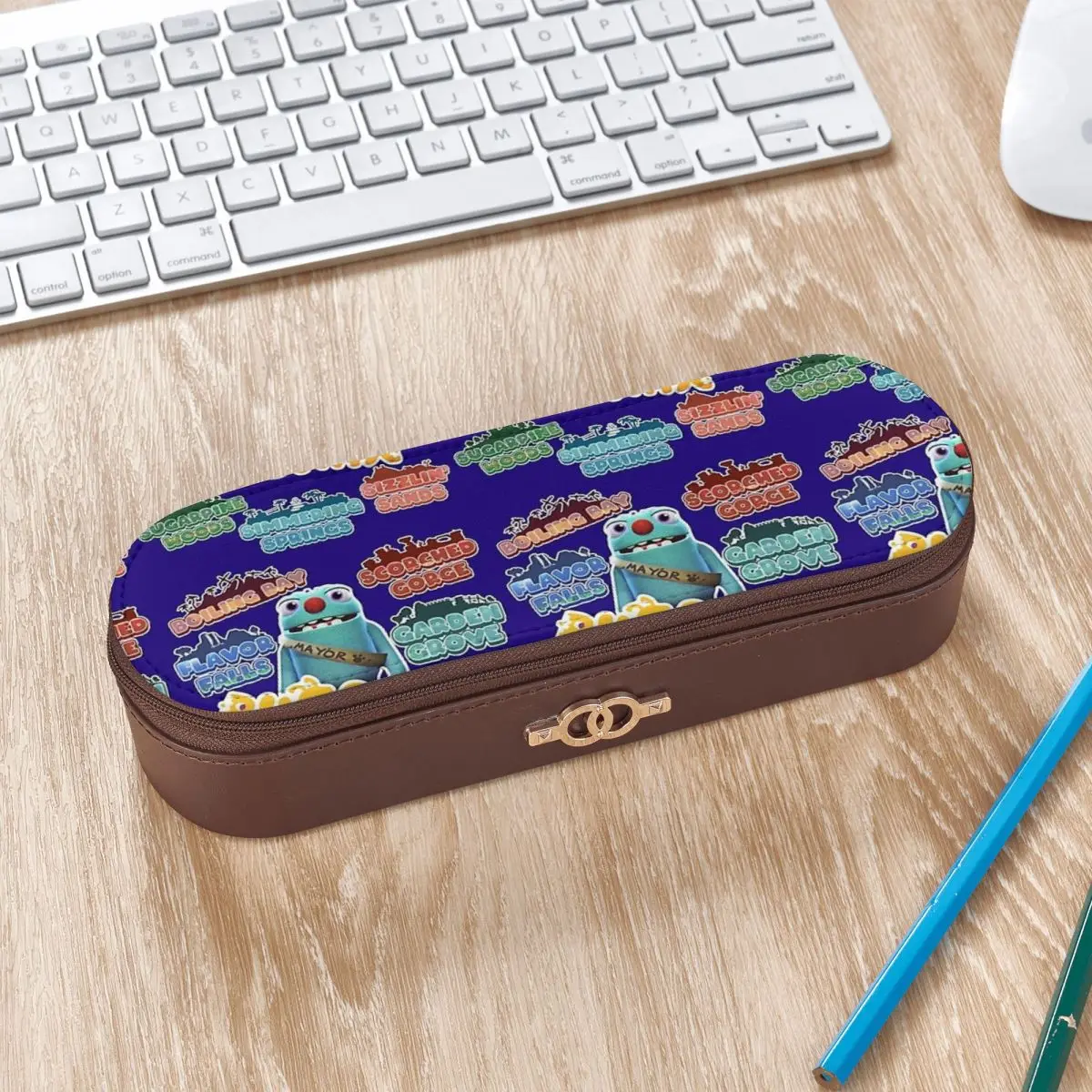 Bugsnax Locations Fan Art Pack Black Kinda Bug Leather Pencil Cases Pencil Pouch Storage Stationery Supplies Pen Box
