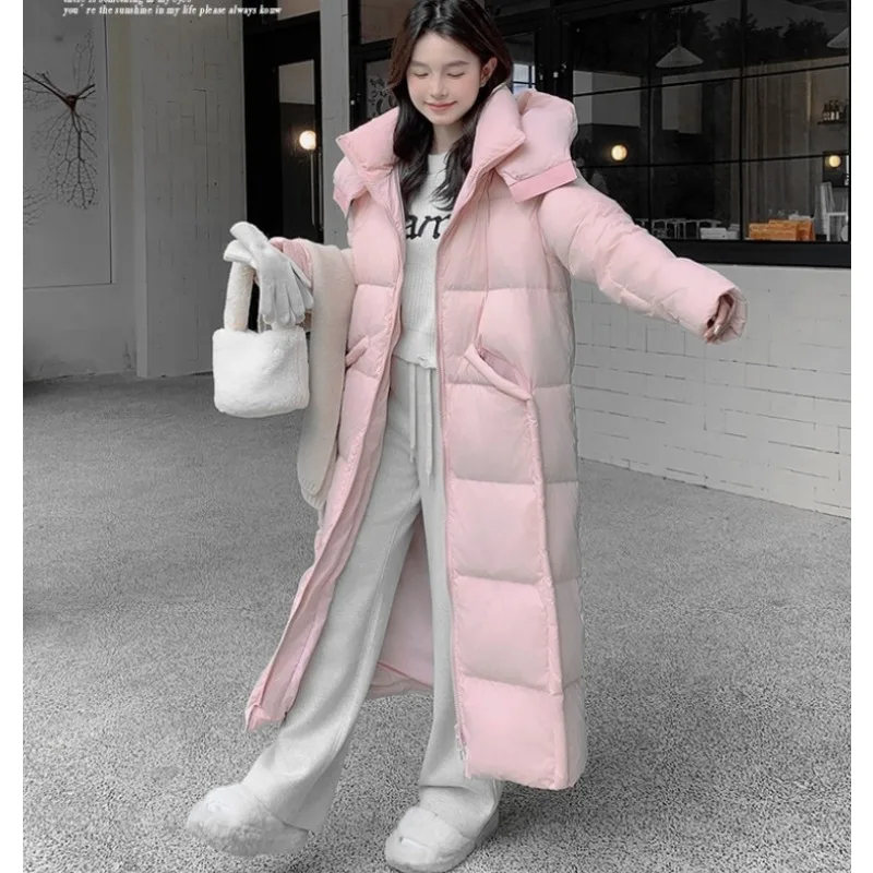 High-end Quality Mid-length Thickened Genuine White Duck Down Down Jacket for Women's Wear Fashion Simple and Warm Women's Wear