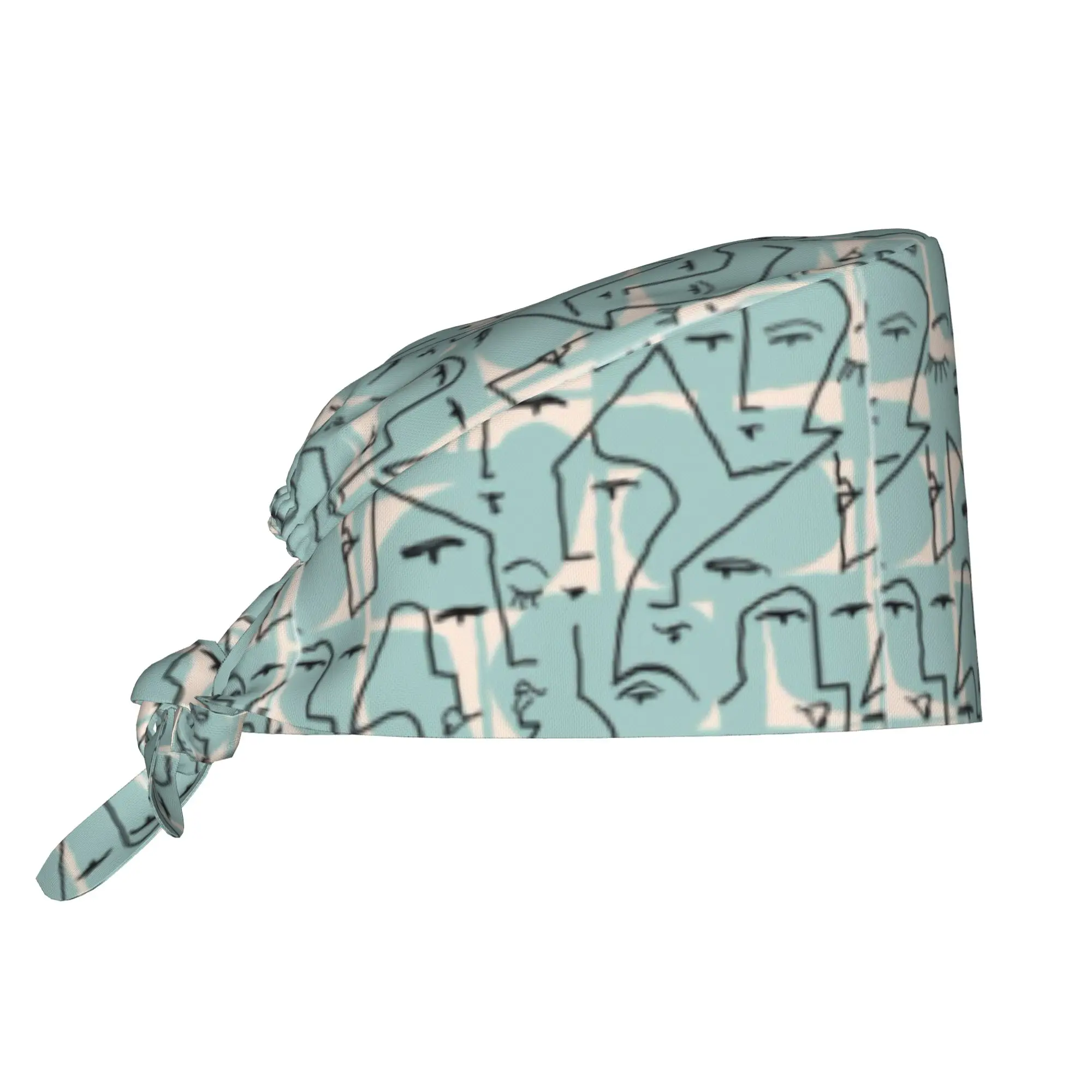 Abstract Face Breathable Nursing Work Cap Surgical Scrub Caps Unisex Nurse Medical Cap  Work Scrubs Hat for Medical Surgical