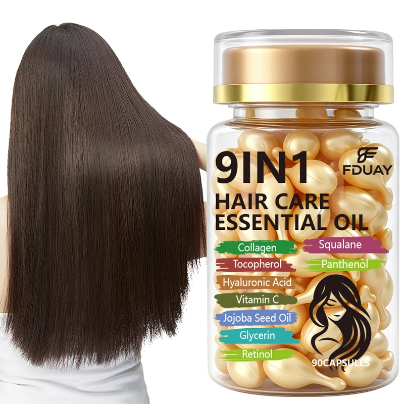 FDUAY 9-in-1 Hair Care Capsules, Smooth out Dry and Frizzy Hair. Small and Portable, with Exquisite Packaging.