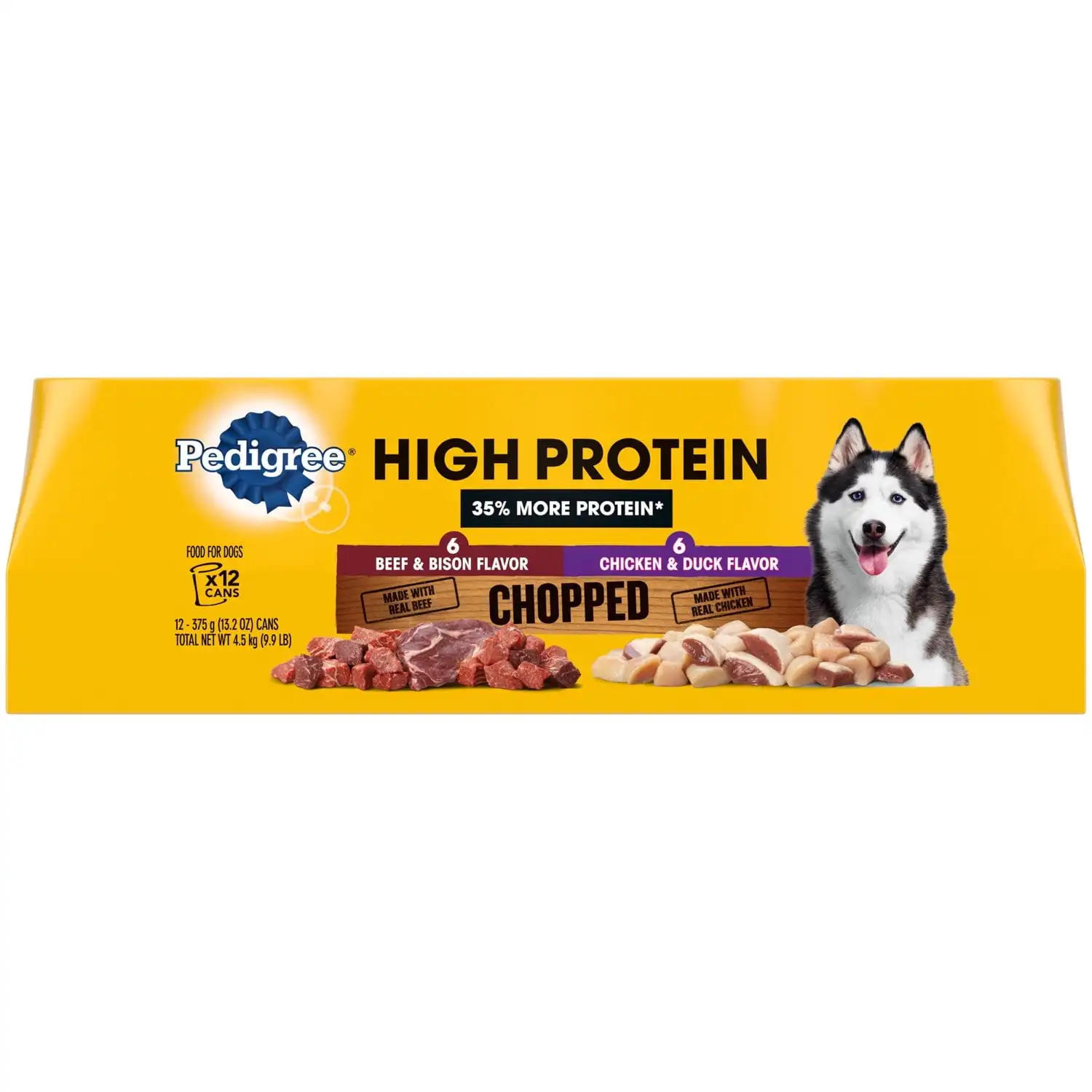 

High Protein Beef & Bison, Chicken & Duck Wet Dog Food Variety Pack, 12 Pack 13.2 oz Cans