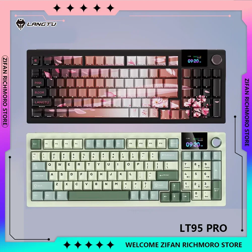 Langtu Lt95 Pro 2.4g Wireless Mechanical Keyboards Bluetooth Tri-Mode Hot Plug Macro Driver Rgb Customization Lasting Office esp