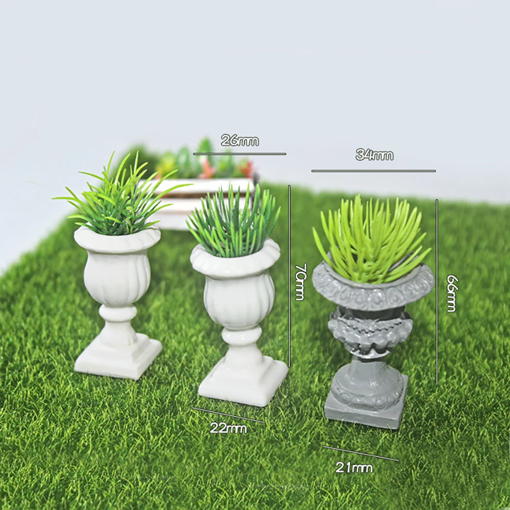 1/12 Dollhouse Miniature Accessories Mini Roman Column Flower Pot Simulation Potted Plants Model for Doll House Decoration ob11