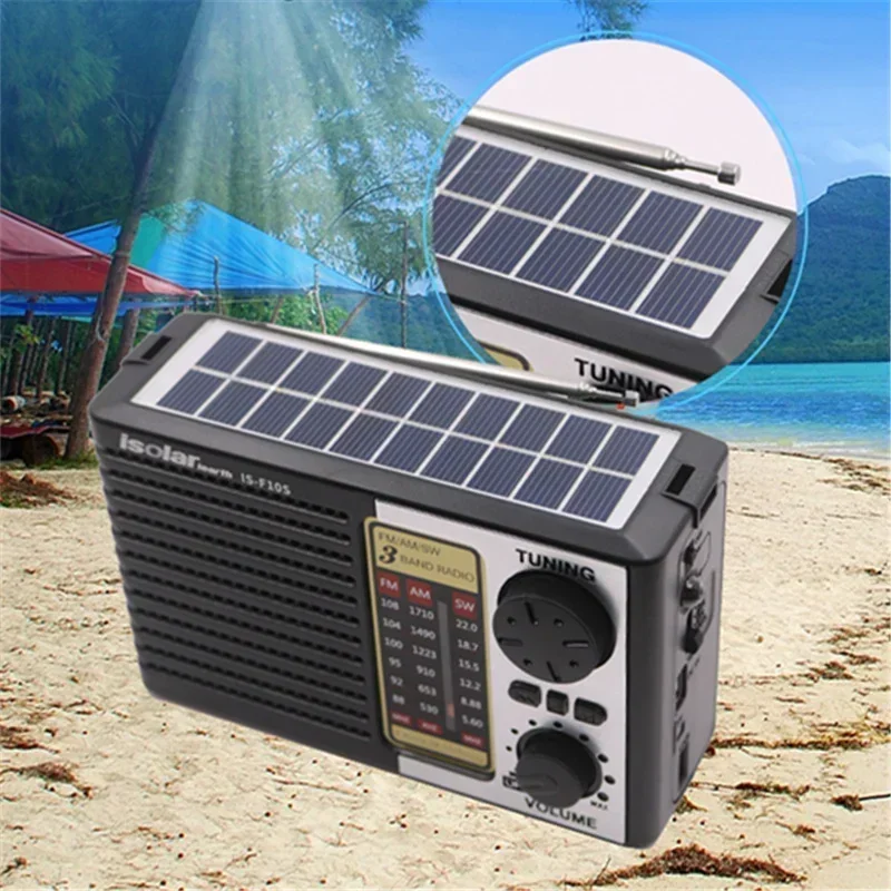 Multifunctional Radio Solar Battery Powered AM FM SW Radio TF Card USB Drive Portable Radio with Bluetooth Speaker IS-F10BTS