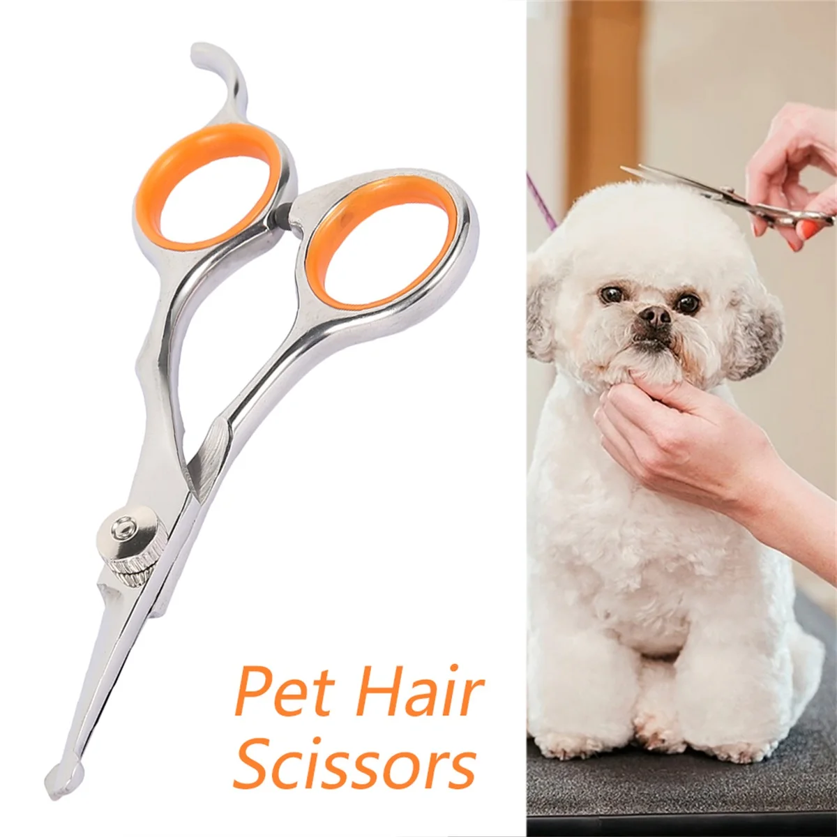 1Pc Professional Pet Hair Scissor Stainless Steel Durable Safety Rounded Tips Cat Dog Hair Cutting Tools Pets Grooming Scissors