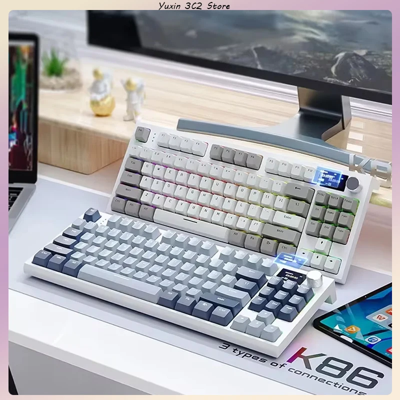 

Attack Shark K86 TFT Screen Wireless Mechanical Keyboard Tri-mode Wireless Hot-Swap Rgb Blue Whale Switch Macro Gaming Keyboar