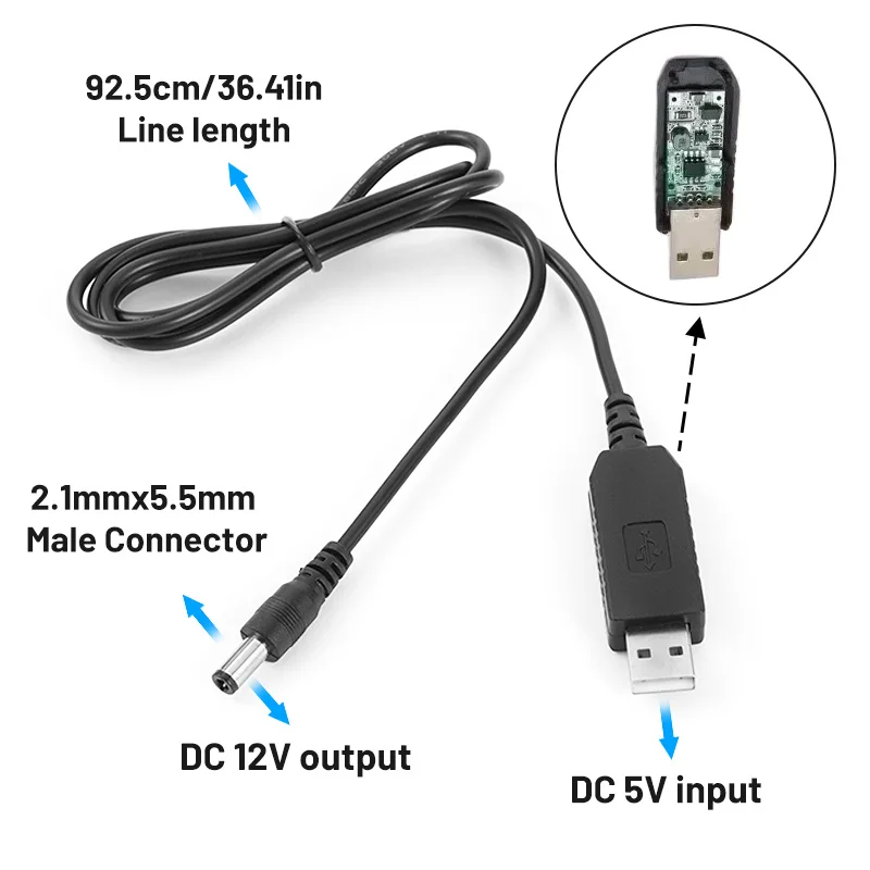 5.5*2.1mm USB Power Boost Line 5V To DC 12V Boost Converter Line converter With 8DC Head Multi-function Transfer Line