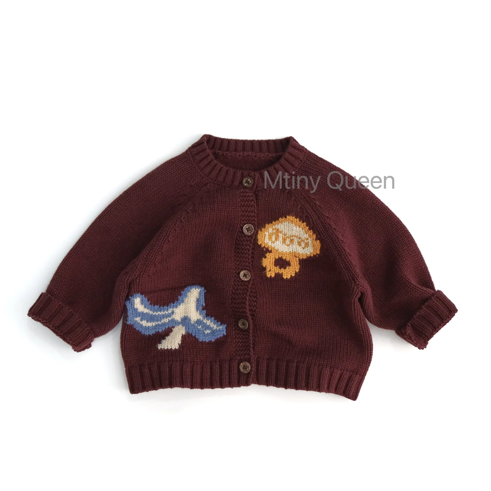 

2025 Autumn New Children Long Sleeve Knit Coat For Boys Girls Vintage Print Sweater Cardigan Baby Knitted Jacket Kids Clothes