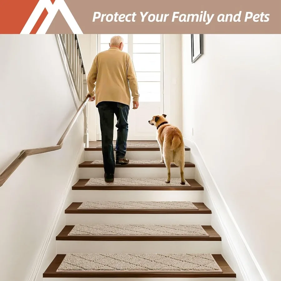 غير قابل للانزلاق درج داخلي 28 بوصة × 9 بوصة للخطوات الخشبية مع 100 بوليستر TPE دعم متفوقا درج معالجة سجاد لـ و #6