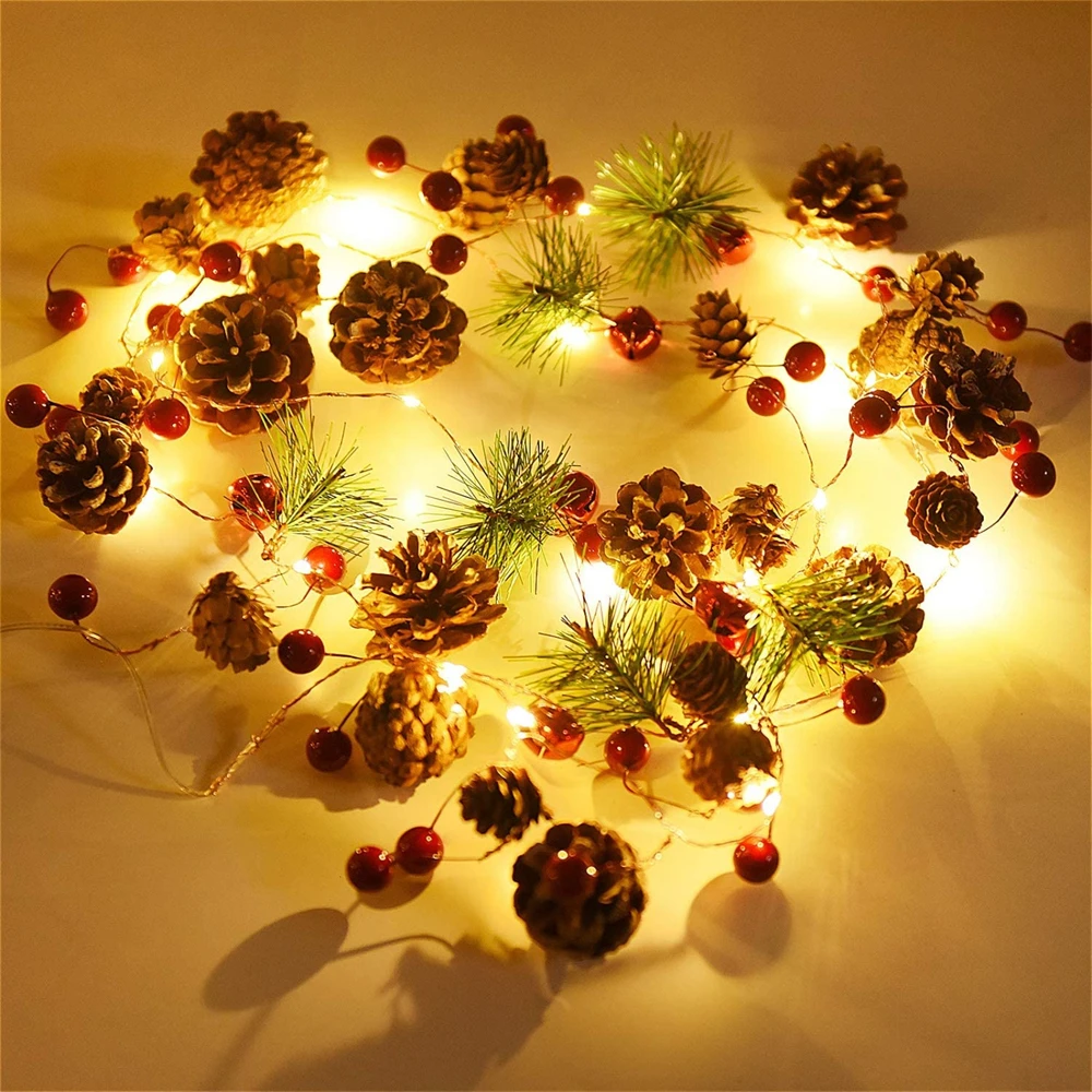 

Battery Powered Christmas Decoration Lights Pine Cone Garland Lights String for Thanksgiving Wedding New Year Party Decor 2m 3m