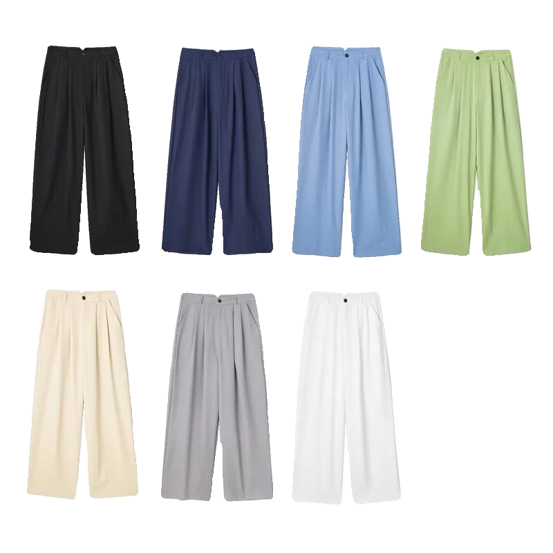 

Spring Summer 2024 Women's Loose Wide Leg Pants Drapey Versatile Casual Trousers High Waist Long Pants Commute Sle Thinming