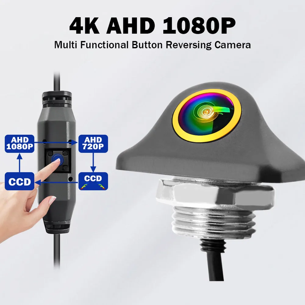 SMARTOUR 180 Degrees 4K 1080P Night Vision AHD Car Reversing Camera for General Motors Rear Parking with Button Switch